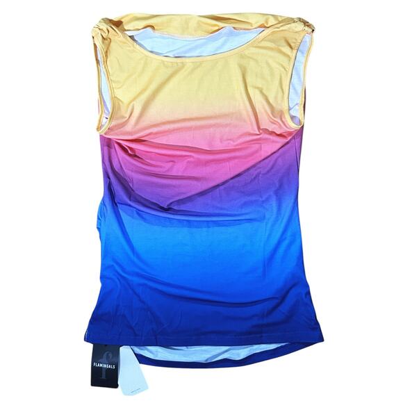 NWT Flamingals Rainbow Sleeveless Stretch Top Women's Small - Picture 1 of 5